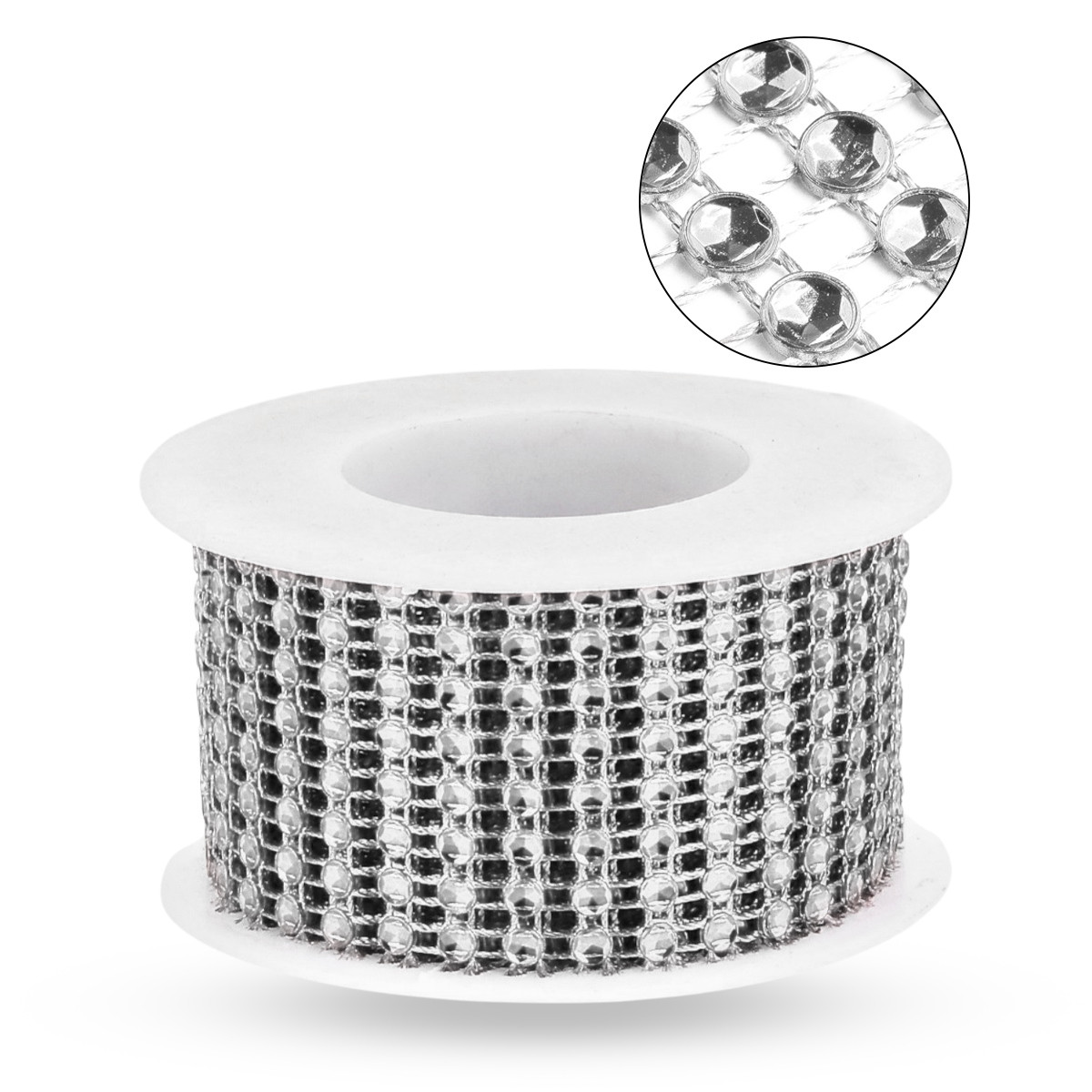 Декоративна стразова Стрічка, Пластик, Колір: Прозорий, 8 рядів,Розмір: 40х1мм, 2 м/катушка, 1 катушка, фото 1