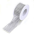 Декоративна стразова Стрічка, Пластик, Колір: Прозорий, 8 рядів,Розмір: 40х1мм, 2 м/катушка, 1 катушка, фото 3