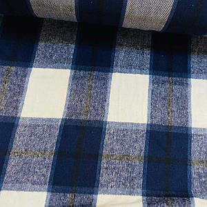 Клітинка з начісом для сорочок, синьо-біла (шир. 1,5 м)