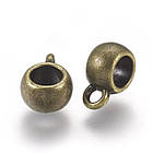 Бейл зі Сплава, Рондель, Колір: Бронза, Розмір: 8х5мм, Внутрішній Діаметр 5 мм, Отвір 2 мм, 20 шт, фото 3
