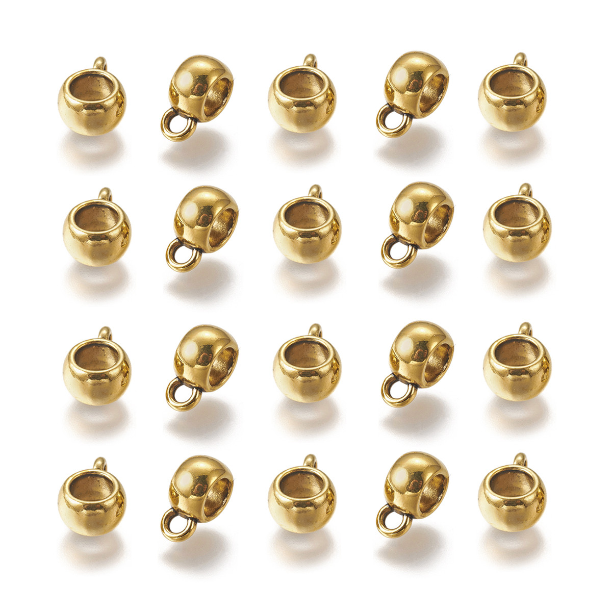 Бейл зі Сплава, Рондель, Колір: Античне Золото, Розмір: 8х5мм, Внутрішній Діаметр 5 мм, Отвір 2 мм, 20 шт, фото 1