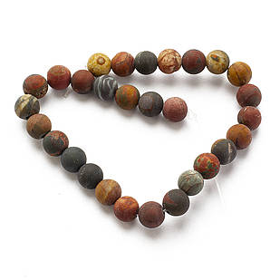 Бусини Натуральна Яшма Пікассо, Матові, на нитках, Круглі, 6 мм, Отвір 1 мм, приблизно 29 шт./19 см/нитка