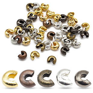Бусини Кришки Кримпів із Заліза, Оболочки для затискних Бусин Стопперів, Колір: Мікс, Розмір: 4 мм, 50 шт