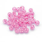 Бусини Акрил Біте Скло, імітація, Круглі, Колір: Рожевий, Діаметр: 8 мм, Отвір 2 мм, приблизно 90 шт./25г, фото 3