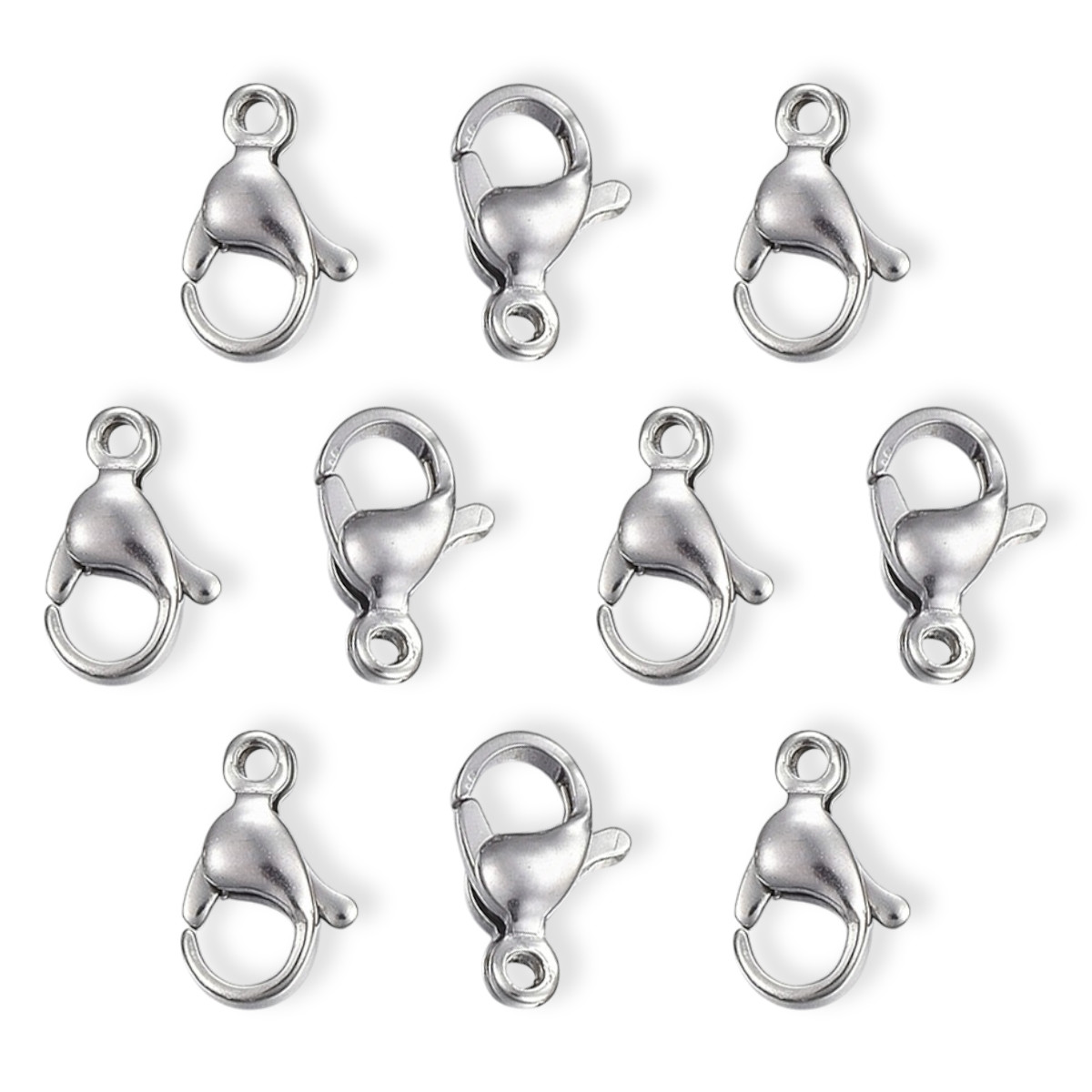 Застібка Карабін-Лобстер, Неіржавка сталь, Розмір: 11х7х3.5мм, Отвір 1,4 мм, 10 шт, фото 1