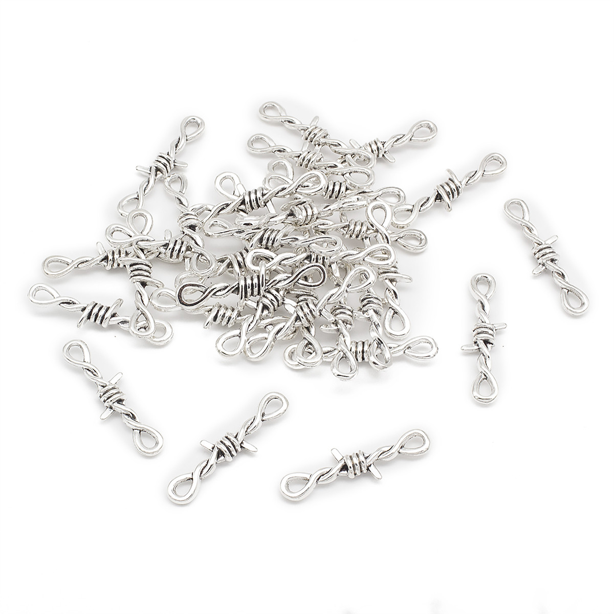 Конектор Морський Узел, Сплав, Колір: Античне Срібло, Розмір: 33.5х10x4мм, Отвір 3.5х2мм, приблизно 25 шт./50г, фото 1