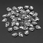 Акрилові стрази — Кабошони, Рівноли, Крапля, Грані, Колір: Безбарвний, Розмір: 14х10х4мм, 50 шт, фото 2