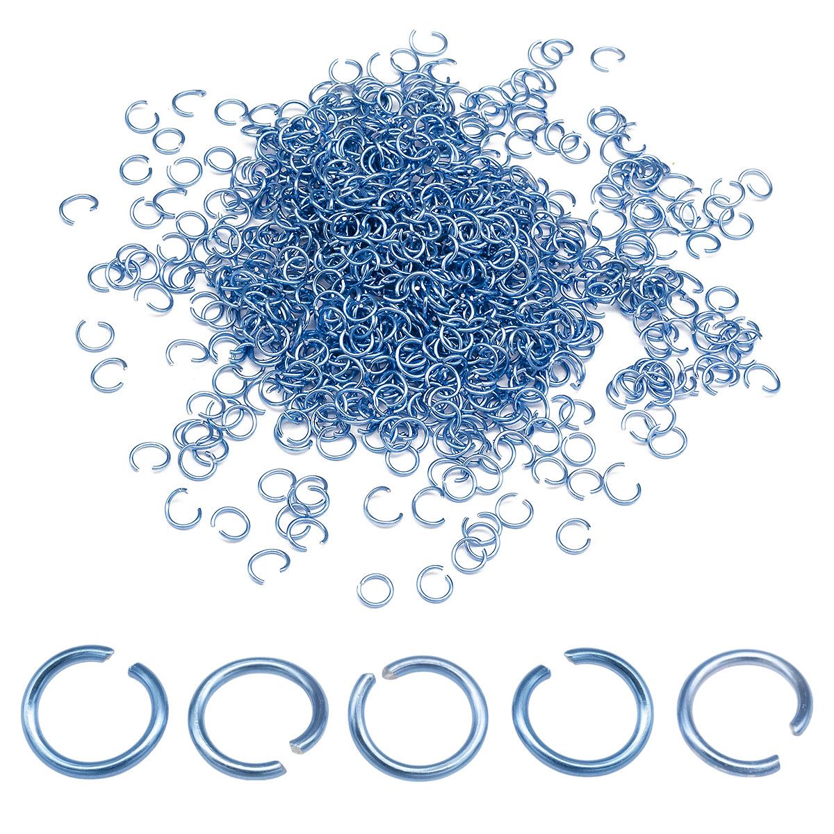 Колечки одинарні, Алюміній, Колір: Бузковий, Розмір: 6x0.8мм, Внутрішній Діаметр 5 мм, приблизно 860 шт./20г, фото 1