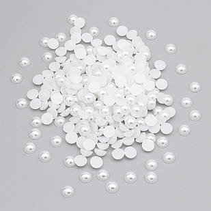 Кабошони Перлини АБС Пластик, Напівкруглі, Колір: Білий, Діаметр: 7 мм, Товщина 3.5 мм, приблизно 280 шт./25г
