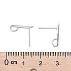 Срібло 925 Основи для Пусет, з Петелькою, Колір: Платина, Розмір: Довжина: 14 мм, Ширина 2 мм, Товщина 1.5 мм, Пін, фото 3