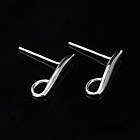 Срібло 925 Основи для Пусет, з Петелькою, Колір: Платина, Розмір: Довжина: 14 мм, Ширина 2 мм, Товщина 1.5 мм, Пін, фото 4