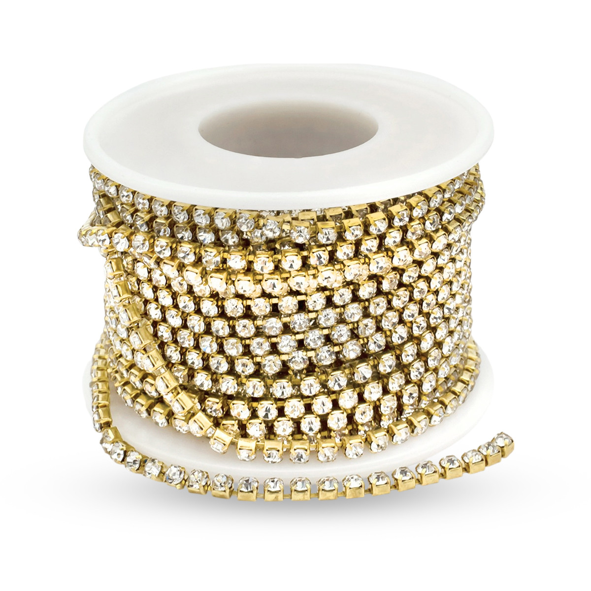 Ланцюг зі стразами Латунь, у Котушках по 9 м, Без Покриття, Колір Страз: Кристал, Ширина 2.6 мм, 1 катушка, фото 1