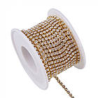 Ланцюг зі стразами Латунь, у Котушках по 9 м, Без Покриття, Колір Страз: Кристал, Ширина 2.6 мм, 1 катушка, фото 5