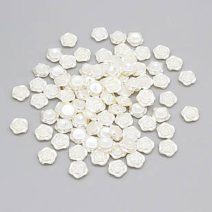 Кабошони Перли АБС Пластик, Квітка, Колір: Бежевий, Розмір: 12х11.5х4мм, приблизно 90 шт./25г