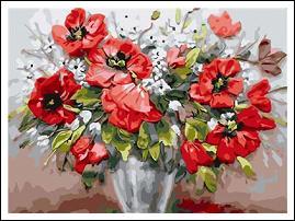 Картина за номерами Букет маків, Холст на Дерев'яному підрамнику, Акрилові Фарби, Пензлі, 40х50см, 1 шт, фото 1