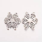 Конектор Квітка, Сплав, Колір: Срібло, Розмір: 24х29х2мм, Отвір 2 мм, 10 шт, фото 4