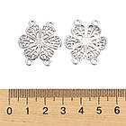 Конектор Квітка, Сплав, Колір: Срібло, Розмір: 24х29х2мм, Отвір 2 мм, 10 шт, фото 2