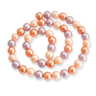 Перли Shell Pearl, Клас А, Круглий, Рожевий, 8мм, Отвір: 1мм, ~ 54шт/40.5см/нитка, 1 нить