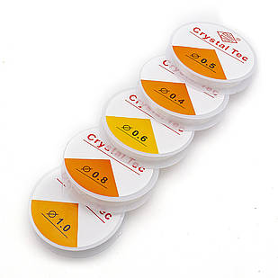 Набір Силіконова Нитка, Еластична, Гумка, Біла, 0.4 мм/18 м, 0.5 мм/15 м, 0.6 мм/12 м, 0.8 мм/6 м, 1 мм/4 м, 5