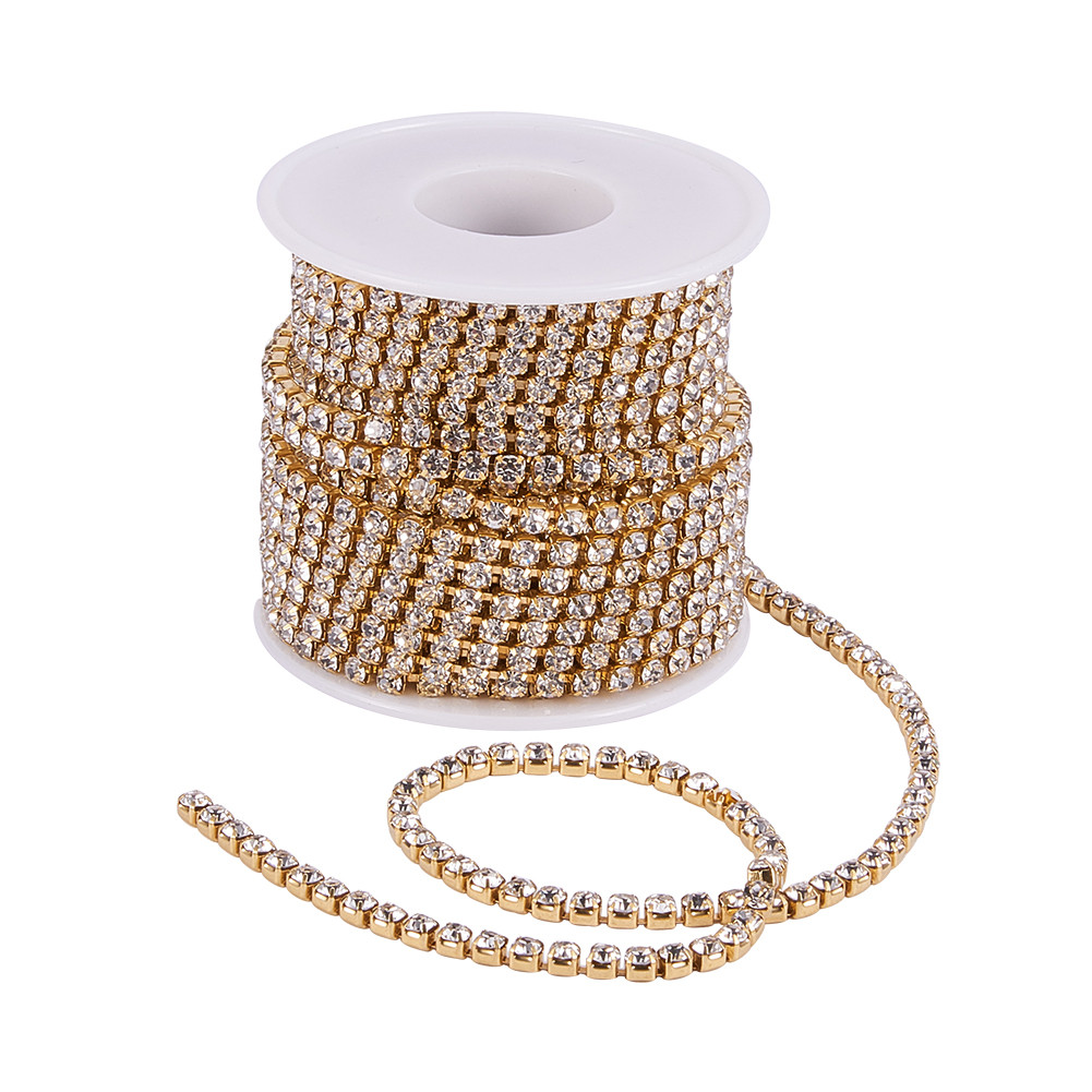 Ланцюг зі стразами Латунь, у Котушках по 9 м, Без Покриття, Колір Страз: Кристал, Ширина 3.5 мм, 1 катушка, фото 1