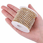 Ланцюг зі стразами Латунь, у Котушках по 9 м, Без Покриття, Колір Страз: Кристал, Ширина 3.5 мм, 1 катушка, фото 3