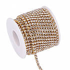 Ланцюг зі стразами Латунь, у Котушках по 9 м, Без Покриття, Колір Страз: Кристал, Ширина 3.5 мм, 1 катушка, фото 6