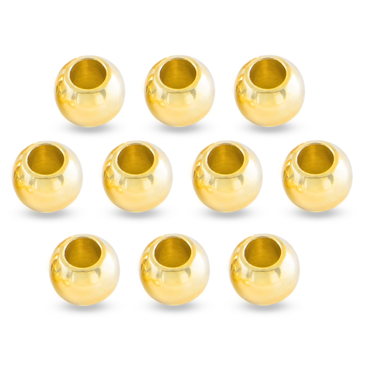 Бусини Еко Латунь, Круглі, Покриття Золото 18К, Колір: Золото, Розмір: 4 мм, Отвір 2 мм, 10 шт, фото 1