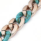 Ланцюг Акрилова Ручна Роботи, Пластик CCB, Колір: Бірюзовий, Дзвено: 29x21x6мм і 30x21x6мм, 1 м/нитка, 1 нить, фото 2