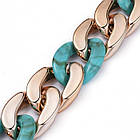 Ланцюг Акрилова Ручна Роботи, Пластик CCB, Колір: Бірюзовий, Дзвено: 29x21x6мм і 30x21x6мм, 1 м/нитка, 1 нить, фото 4