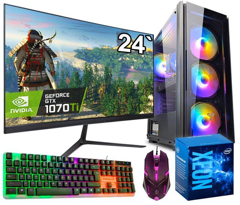 Акція! Ігровий Комп'ютер + Монітор 24'' Intel Xeon E5-2640 v4 + GTX 1070Ti 8GB +SSD M.2+Клавіатура +Миша(ZEVS PC 9530U), фото 1