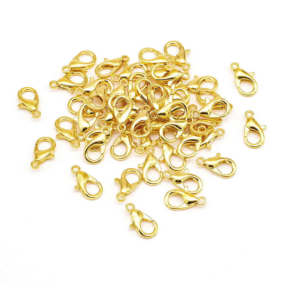 Застібка Карабін-Лобстер Цинковий сплав, Золото, 12х6 мм, Отвір 1.5 мм, 50 шт, фото 1