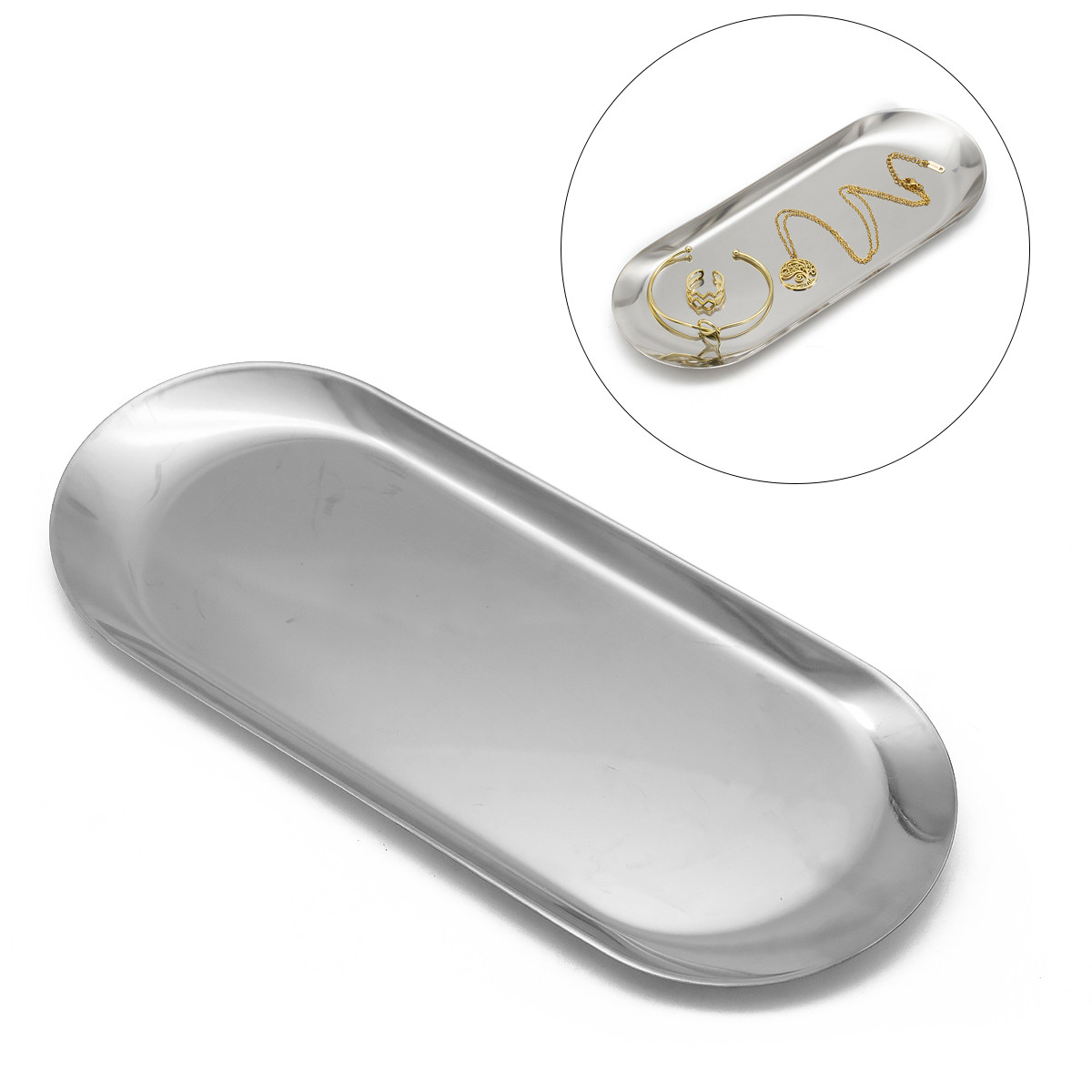 Лоток Органайзер для прикрас, Неіржавка сталь, Неіржавка сталь, Розмір: 22.6х9.07х0.87 см, 1 шт, фото 1