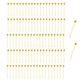 Піни з Шариком, Латунь, Колір: Платина, Золото 14х0.5мм, Кульк 2 мм, (100 шт.)