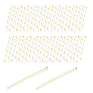 Піни з Кулькою, Латунь, Колір: Золото, Розмір: 52х0.6мм, Кульк 1.5 мм, 50 шт