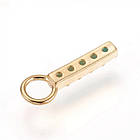 Срібло 925 + Феаніти, Підвісок Прямокутник/Бар, Колір: Золото, Розмір: 10.5x1.5x1.5мм, Отвірі 2.5 мм, 1 шт, фото 2