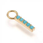 Срібло 925 + Феаніти, Підвісок Прямокутник/Бар, Колір: Золото, Розмір: 10.5x1.5x1.5мм, Отвірі 2.5 мм, 1 шт, фото 3