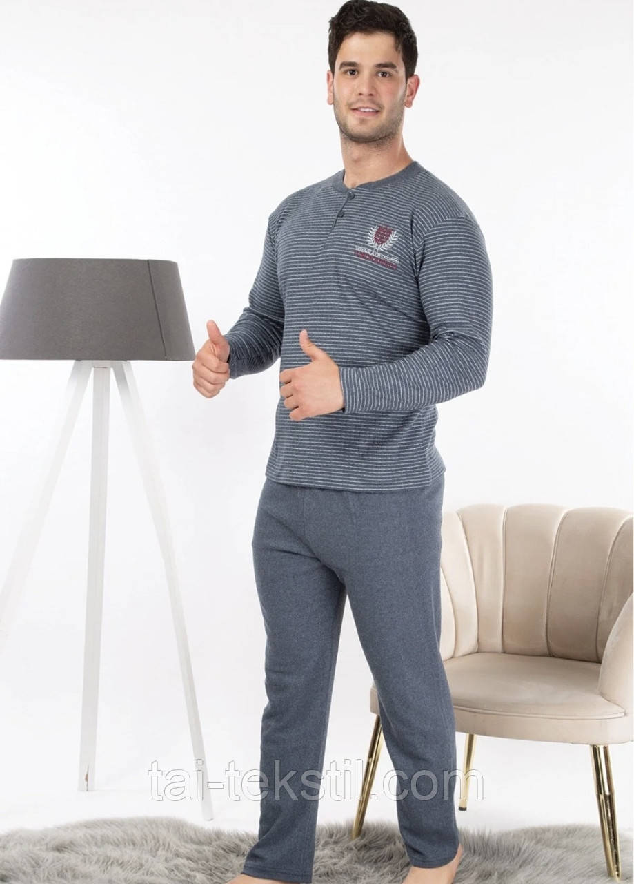Піжама чоловіча тепла якість інтерлок-кашемір (домашній комплект кофта+брюки) Туреччина