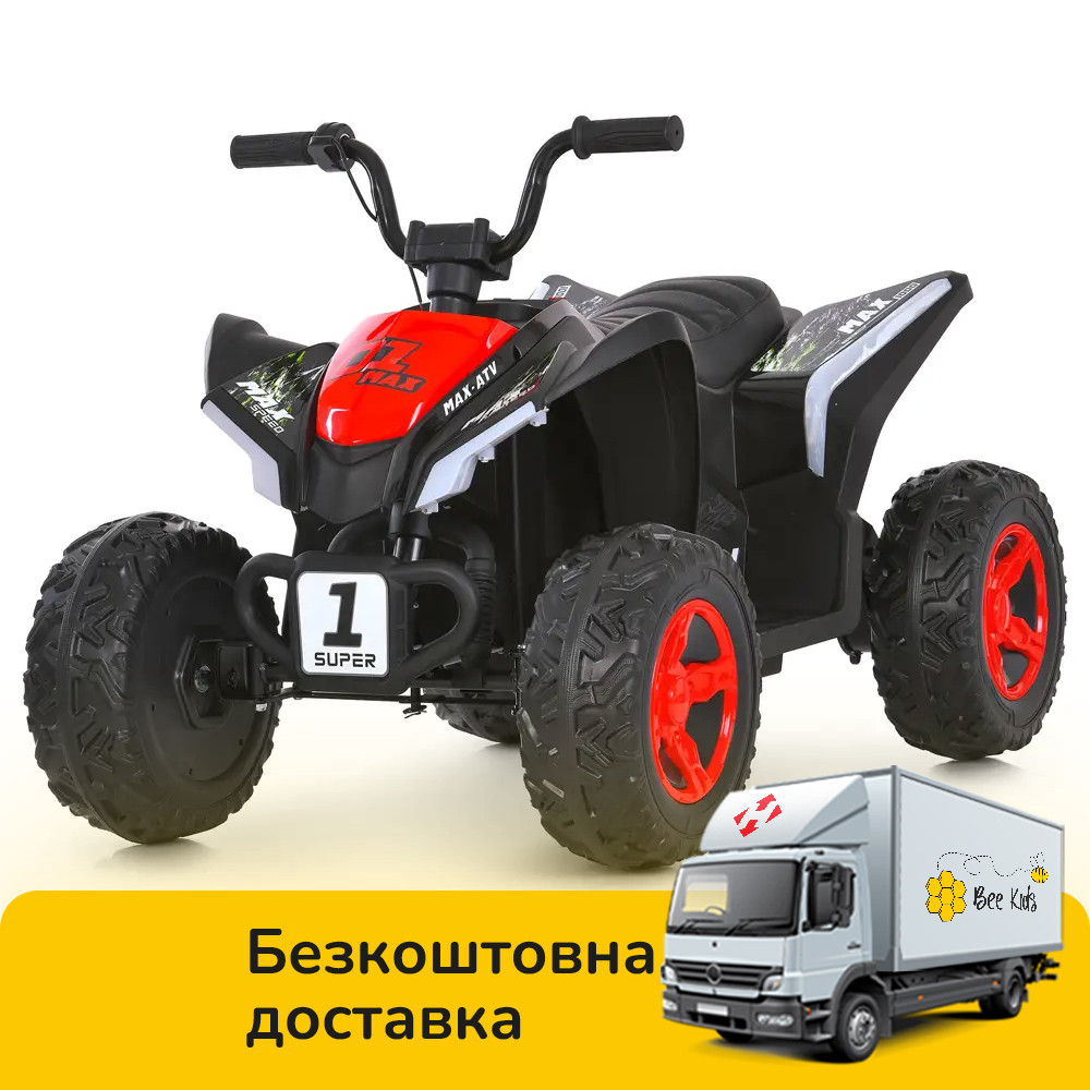 Електроквадроцикл дитячий Bambi (акум. 12V7-9AH, 2 мотори 35W, MP3, USB, музика, світло) M 6283EL-3 Червоний, фото 1