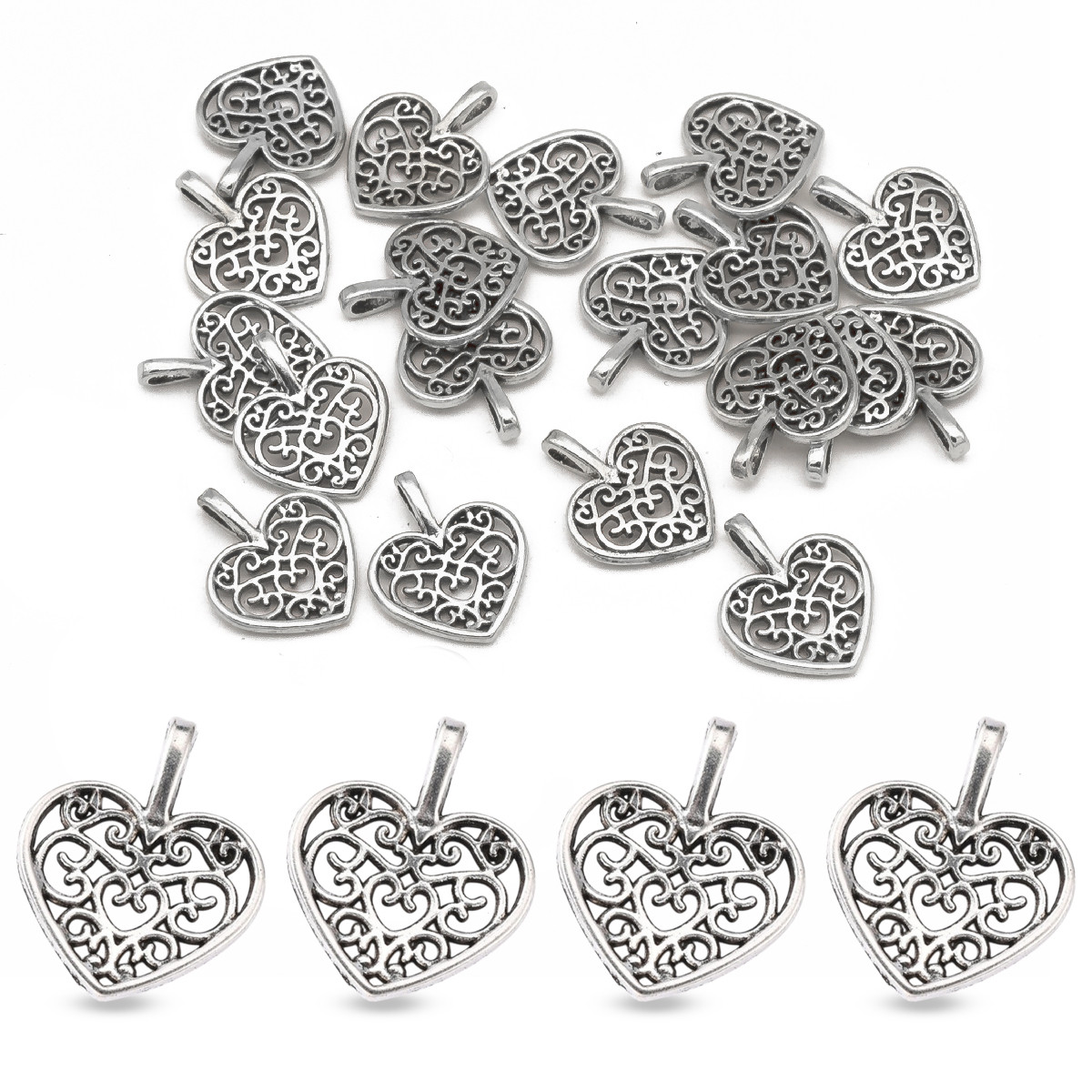 Кулон Підвіска Серце Металевий сплав, Античне Срібло, 18х15х2мм, Отвір 2х4мм, 20 шт, фото 1