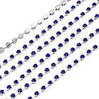 Ланцюг зі стразами, Латунь, Клас А, Колір металу: Срібло, Колір Страг: Сапфір, Ширина 2 мм, приблизно 360 шт./1.1м, фото 4