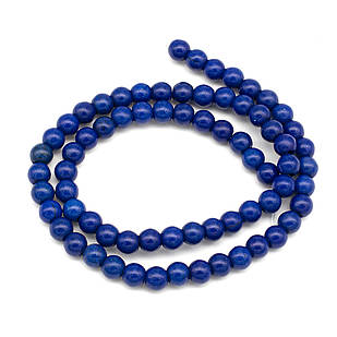 Бусини Синтетична Бірюза, пофарбовані, Круглі, Синій, 6 мм, Відв. 1 мм, ~67шт/40 см/нитка, 1 нить