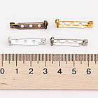 Основа під Брошку, Залізна, Булавка, з 3 отворами, Мікс, 27x5x7мм, Отвір 1.5мм, Пін: 0.5мм, (50 шт), фото 4