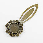 Закладка для Книг Сетинг, під Кабошон, Залізо, Колір: Бронза, Розмір: 80x30x3мм, Внутрішній Діаметр 18 мм, фото 2