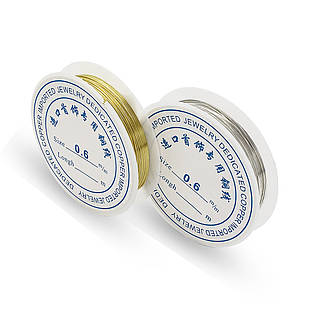 Мідна дріт 0.6 мм/3.5 м, Колір: Платина/Золото, Товщина 0.6 мм, 3.5 м/котушка, 2 котушки/набір, 1 набор