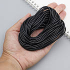 Шнур Натуральна Шкіра, Колір: Чорний, Діаметр 3 мм, ~ 10 м/зв'язка, 1 связка, фото 4