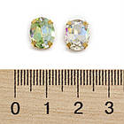 Пришивні Стрази Скло, імітація хруста, Основа Латунь, Овальні, Грані, Колір: Мікс, Розмір: 10x8x5мм, 10 шт, фото 3