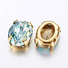 Пришивні Стрази Скло, імітація хруста, Основа Латунь, Овальні, Грані, Колір: Мікс, Розмір: 10x8x5мм, 10 шт, фото 5