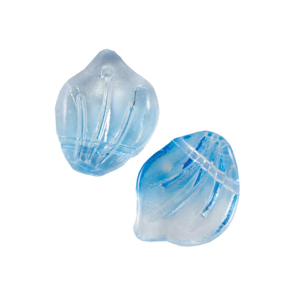 Кулон Скляний, Пелюстка, Колір: Волошковий, Розмір: 15х12х4мм Отвір 1 мм, 5 шт, фото 1