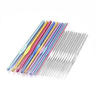 Набір Алюмінієвих і Залізних гачків для В'язання 22 шт., Мікс, Довжина 125-150 мм, 2-6.5мм, 1 набор