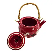 Чайний набір керамічний «Сакура», червоний, чайник 620 мл + 4 чашки 40 мл, фото 3